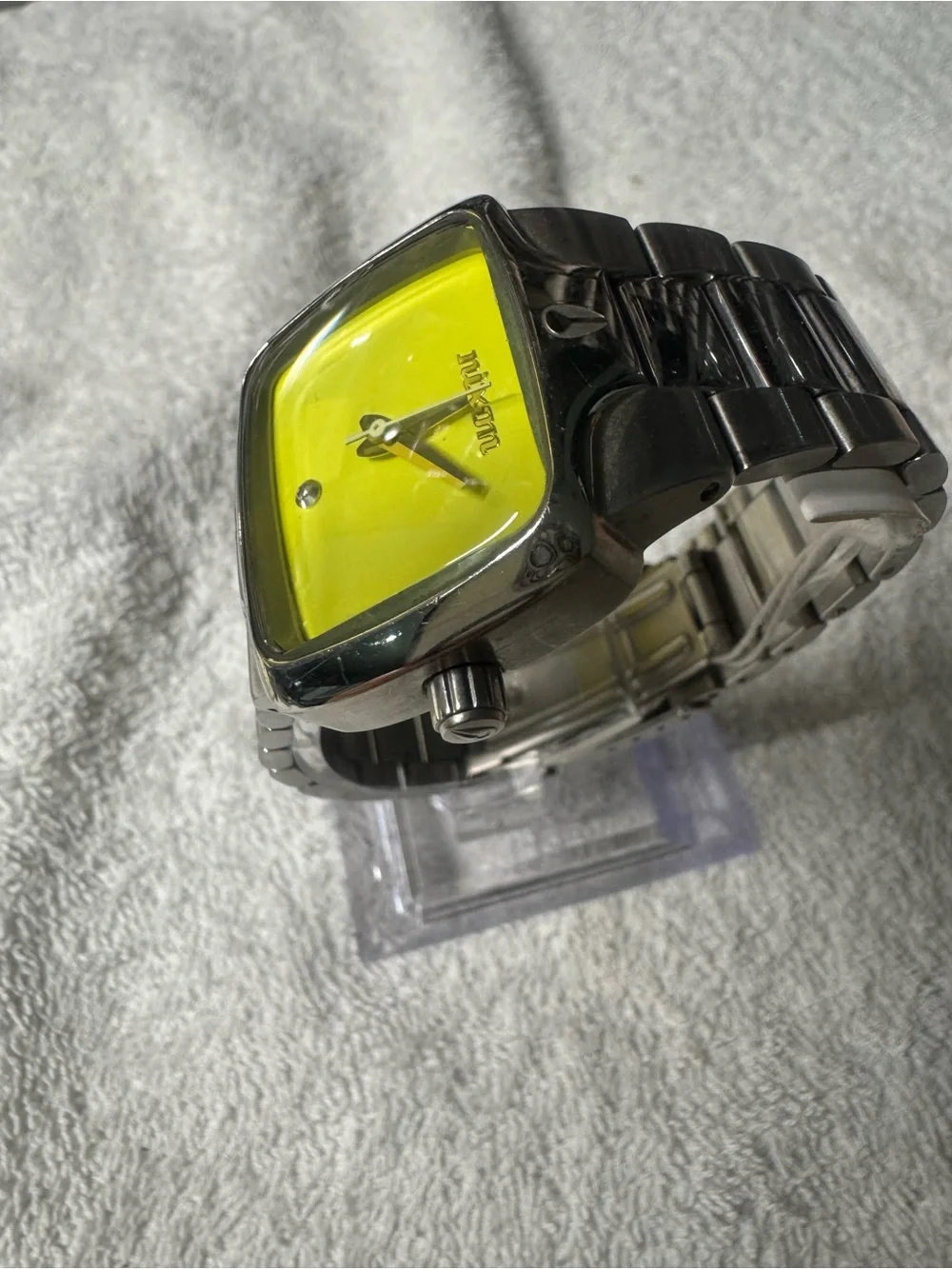 Nixon Stainless Steel Watch with Lime Yellow Dial